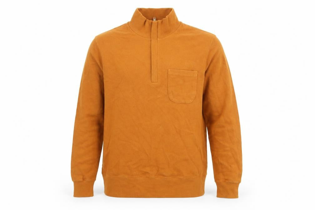 John Lewis Mens Orange Cotton Henley Sweatshirt Size S