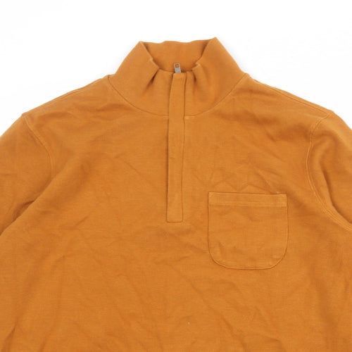 John Lewis Mens Orange Cotton Henley Sweatshirt Size S
