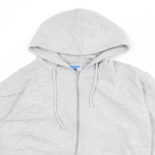 JCM Mens Grey Cotton Full Zip Hoodie Size M