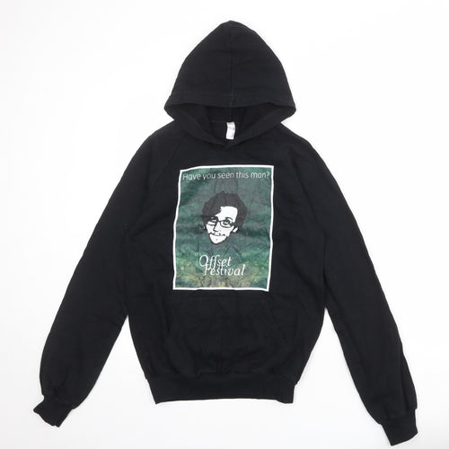 American Apparel Womens Black 100% Cotton Pullover Hoodie Size S Pullover