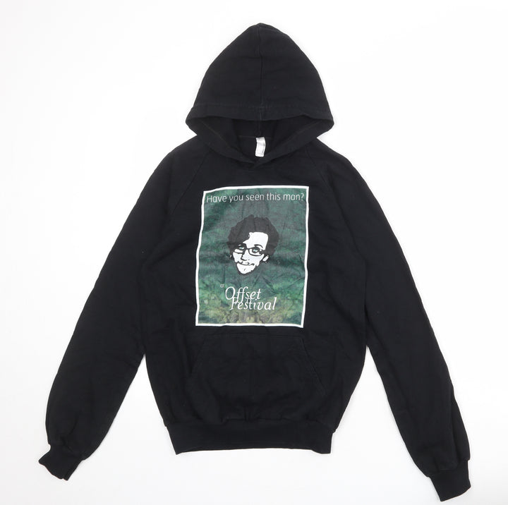 American Apparel Womens Black 100% Cotton Pullover Hoodie Size S Pullover