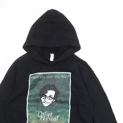 American Apparel Womens Black 100% Cotton Pullover Hoodie Size S Pullover