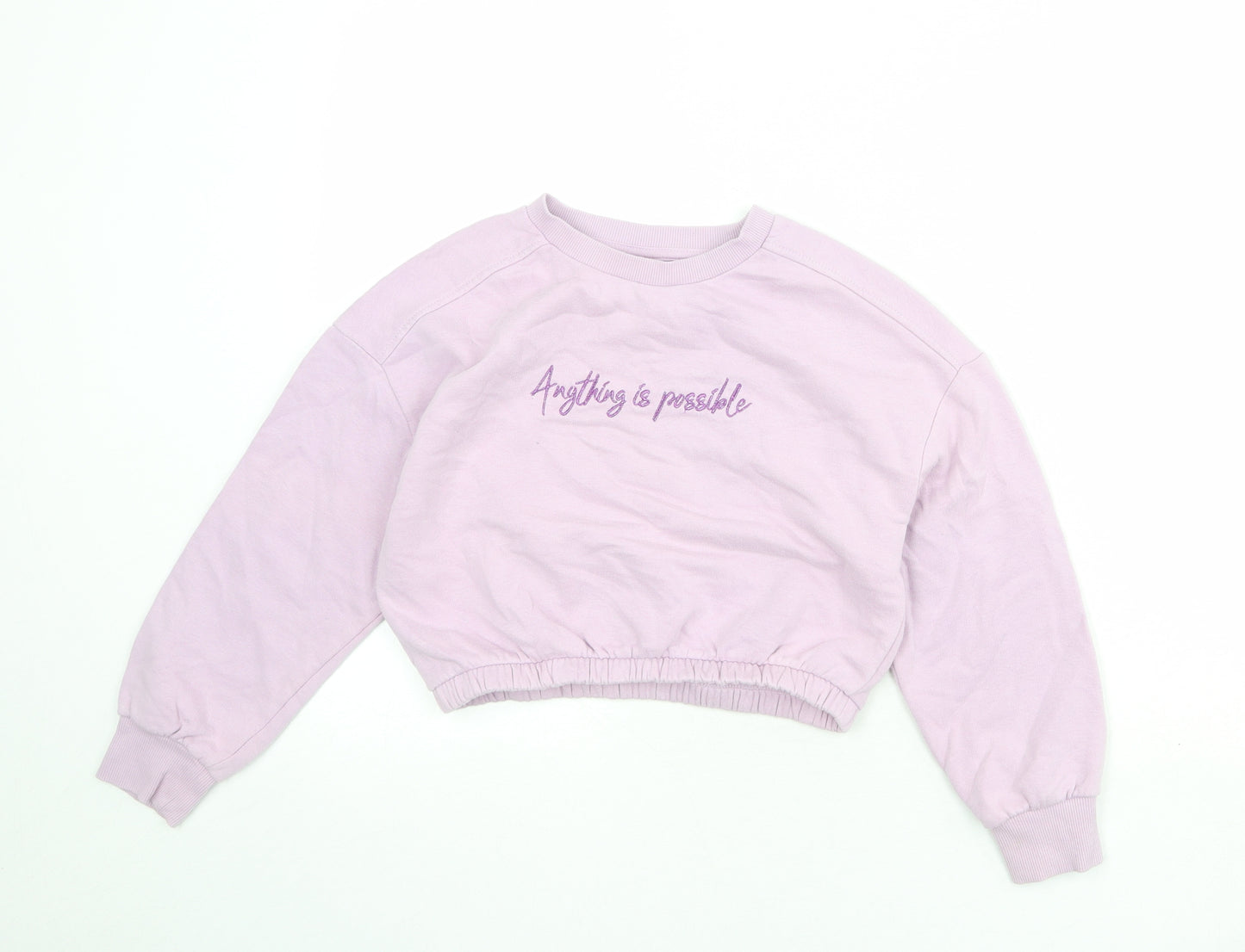NEXT Girls Purple Cotton Pullover Sweatshirt Size 9 Years Pullover - Anything is Possible