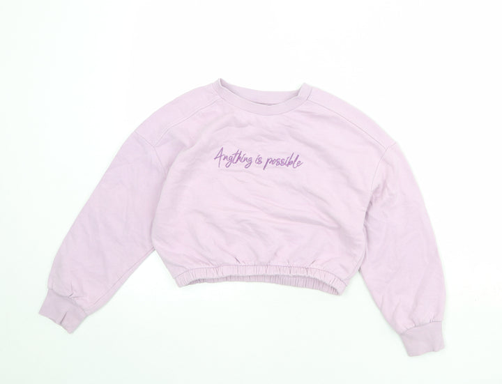 NEXT Girls Purple Cotton Pullover Sweatshirt Size 9 Years Pullover - Anything is Possible