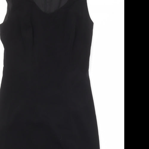 Ann Taylor Womens Black Polyester Shift Size M Round Neck Zip