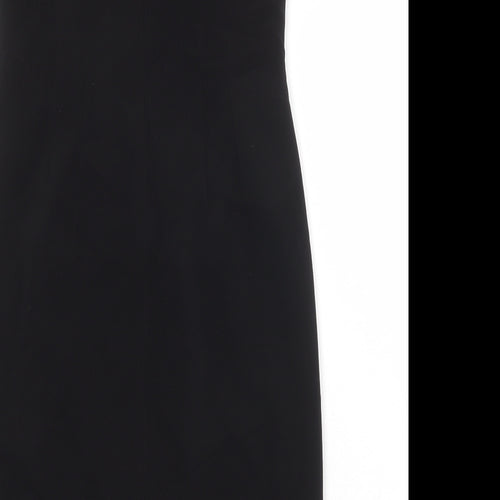Ann Taylor Womens Black Polyester Shift Size M Round Neck Zip