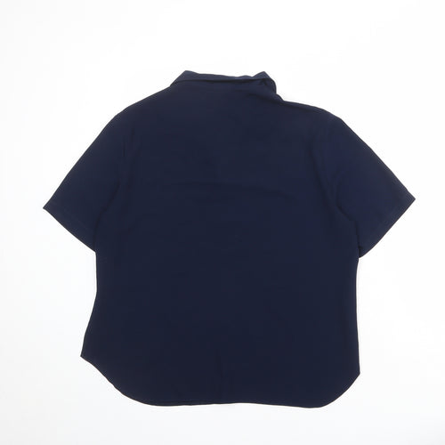 Fosby Womens Blue Polyester Basic Button-Up Size 16 Collared