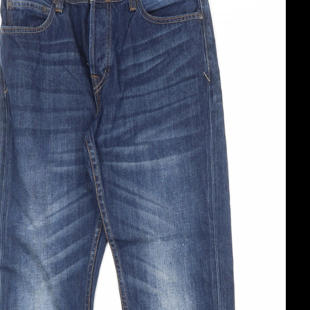 Firetrap Mens Blue Cotton Straight Jeans Size 30 in Regular Zip