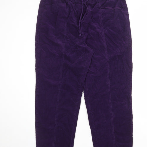 EWM Womens Purple Cotton Jogger Trousers Size 36 in Regular Drawstring
