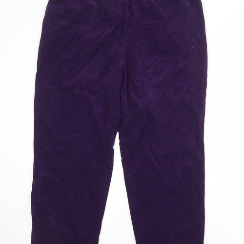 EWM Womens Purple Cotton Jogger Trousers Size 36 in Regular Drawstring