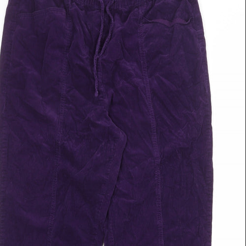 EWM Womens Purple Cotton Jogger Trousers Size 36 in Regular Drawstring