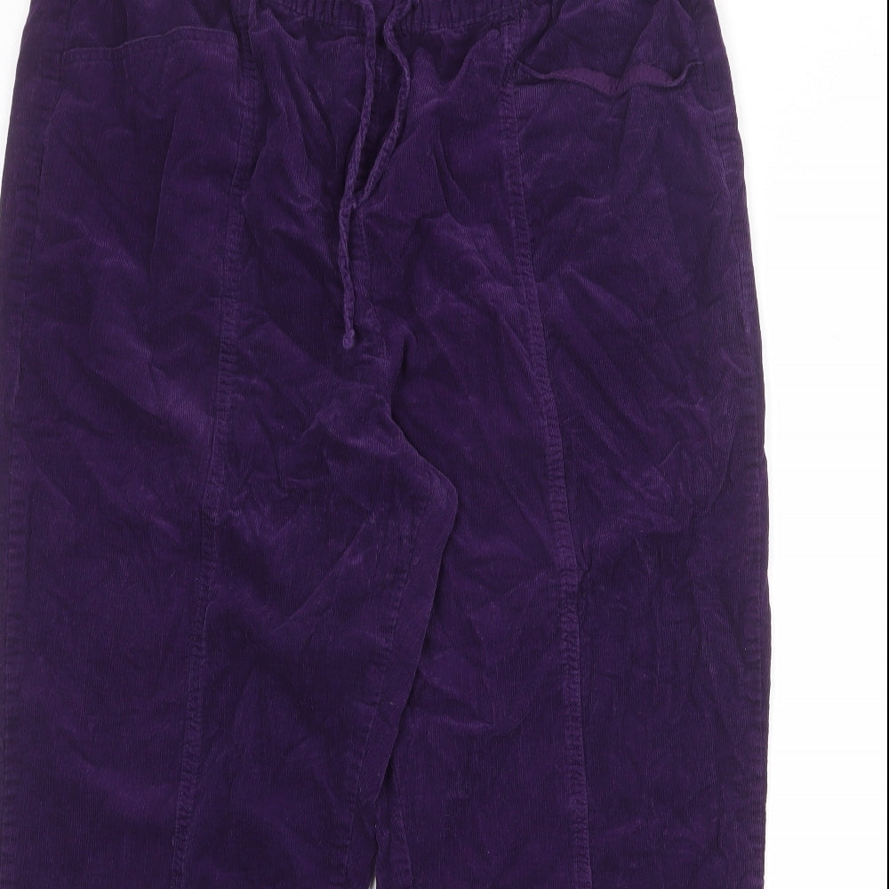 EWM Womens Purple Cotton Jogger Trousers Size 36 in Regular Drawstring