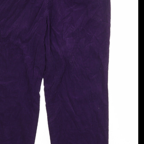 EWM Womens Purple Cotton Jogger Trousers Size 36 in Regular Drawstring