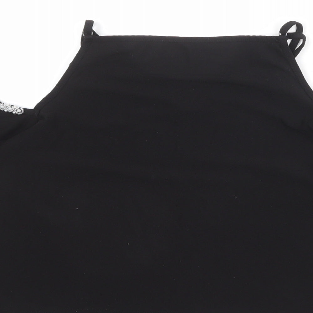 New Look Girls Black Polyester Pullover Blouse Size 12-13 Years V-Neck Pullover - Cold Shoulder Detail