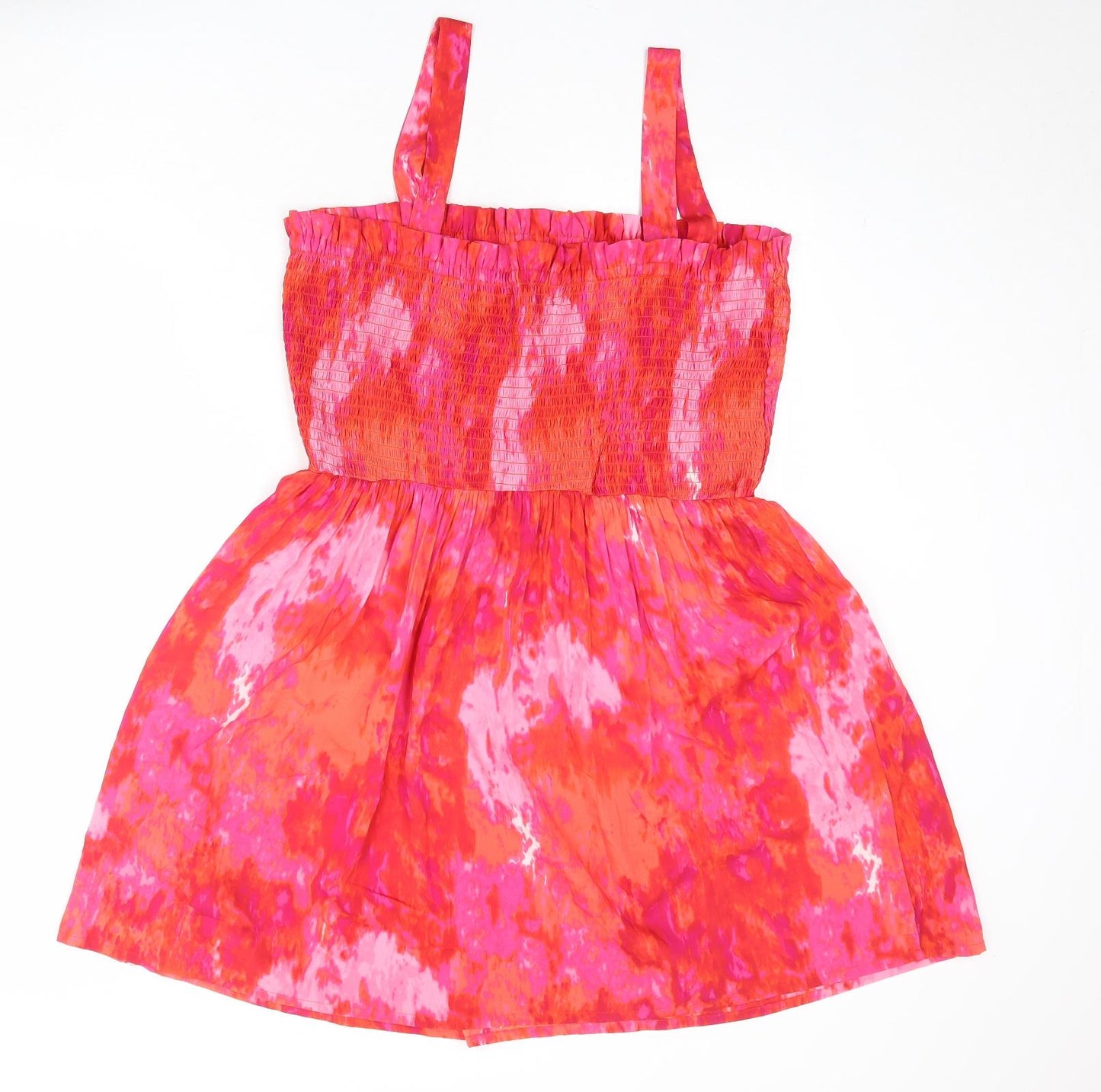 Boohoo Womens Multicoloured Tie Dye Polyester Tank Dress Size 22 Square Neck Pullover