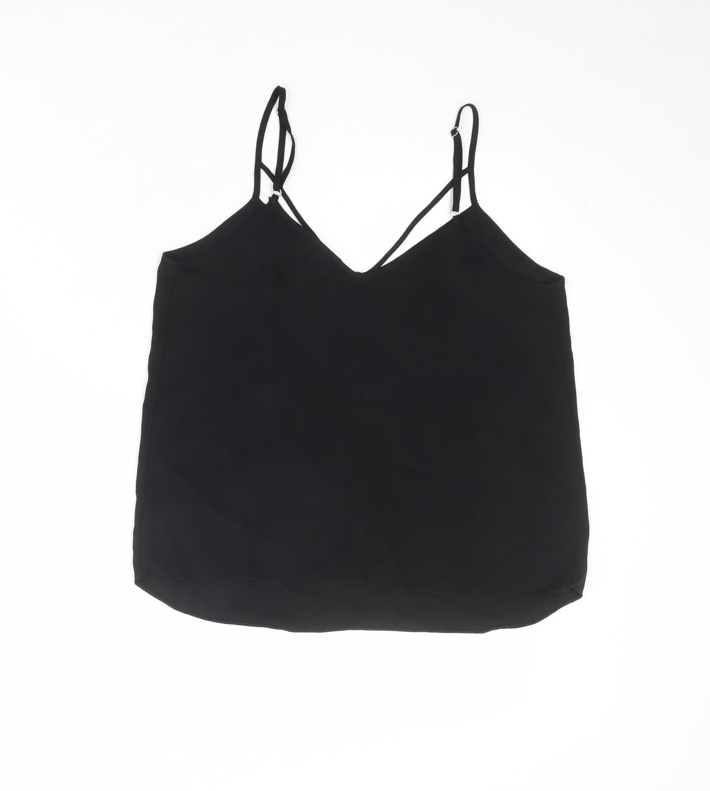 River Island Womens Black Polyester Camisole Tank Size 10 V-Neck - Strappy
