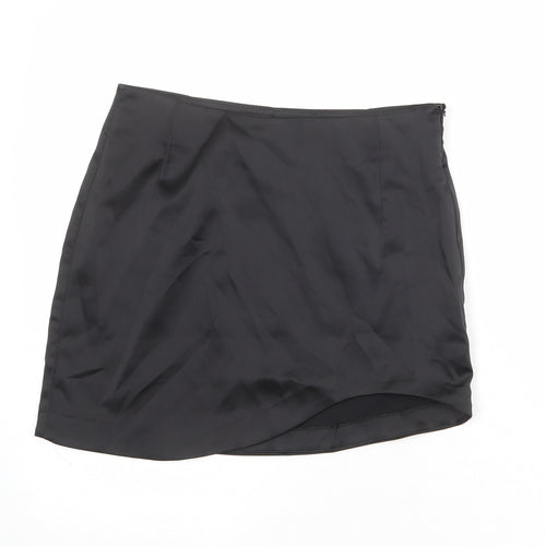 Bershka Womens Black Polyester Mini Skirt Size M Zip