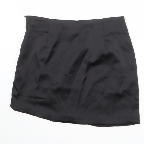 Bershka Womens Black Polyester Mini Skirt Size M Zip