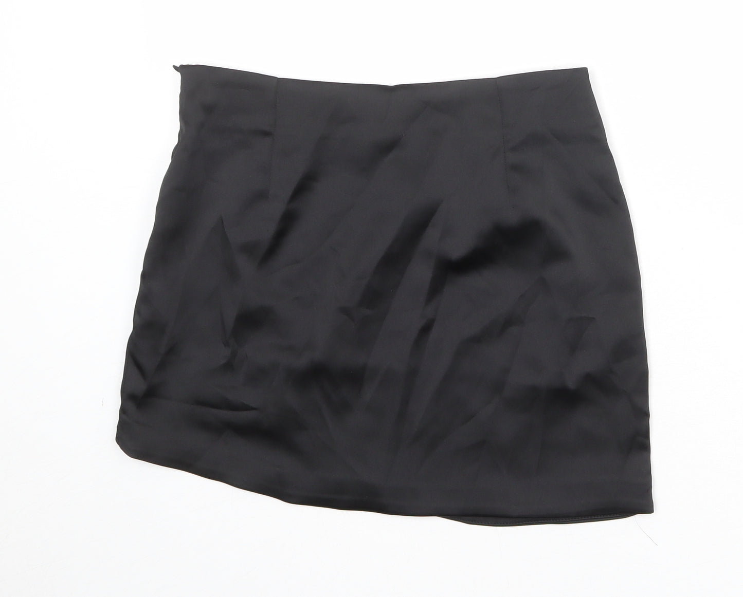 Bershka Womens Black Polyester Mini Skirt Size M Zip