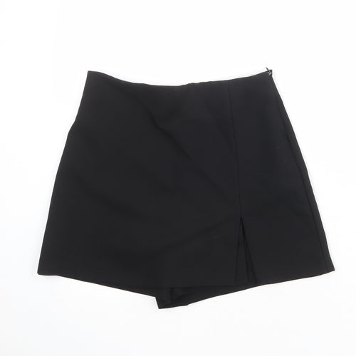 Zara Womens Black Polyester Skort Size S Regular Zip
