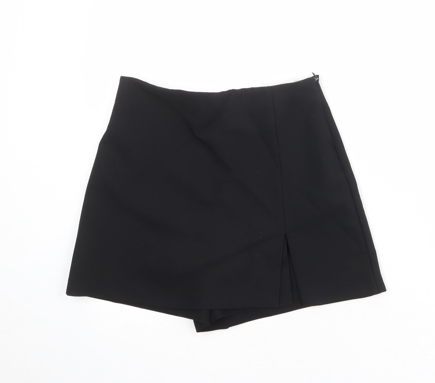 Zara Womens Black Polyester Skort Size S Regular Zip