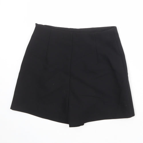 Zara Womens Black Polyester Skort Size S Regular Zip