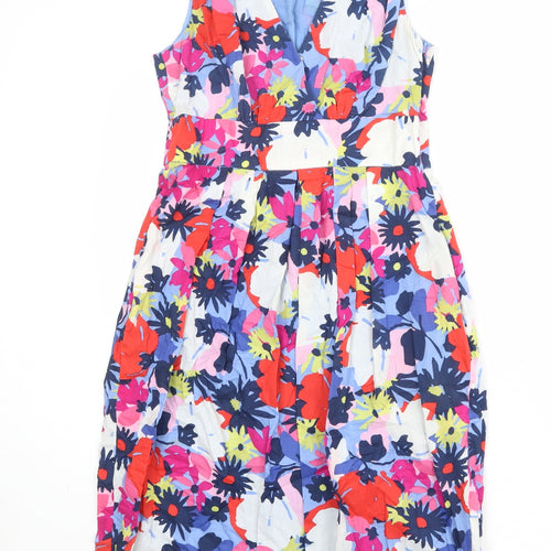 Great Plains Womens Multicoloured Floral 100% Cotton A-Line Size S V-Neck Zip