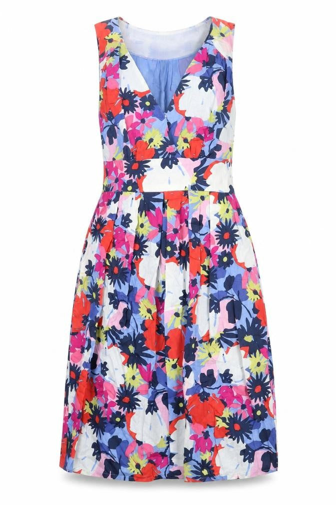Great Plains Womens Multicoloured Floral 100% Cotton A-Line Size S V-Neck Zip