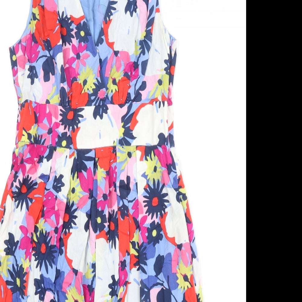 Great Plains Womens Multicoloured Floral 100% Cotton A-Line Size S V-Neck Zip