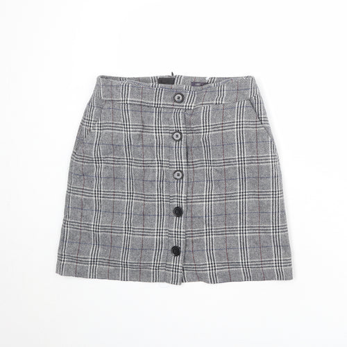 Marks and Spencer Womens Multicoloured Plaid Polyester A-Line Skirt Size 10 Zip