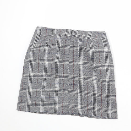 Marks and Spencer Womens Multicoloured Plaid Polyester A-Line Skirt Size 10 Zip