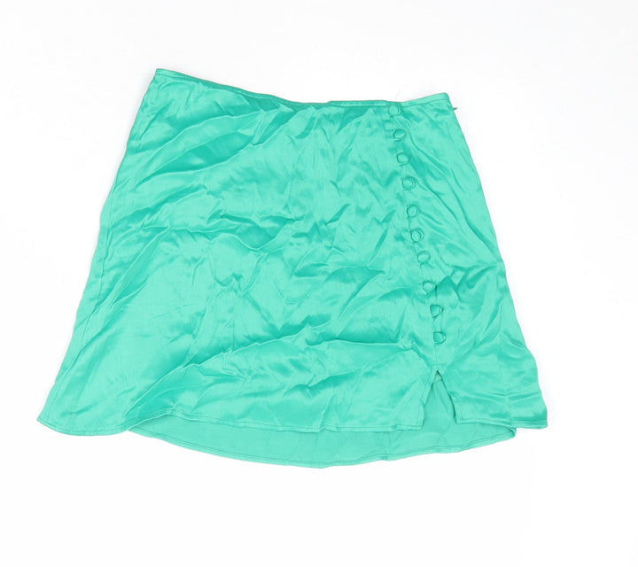 Zara Womens Green Polyester Mini Skirt Size XS Zip