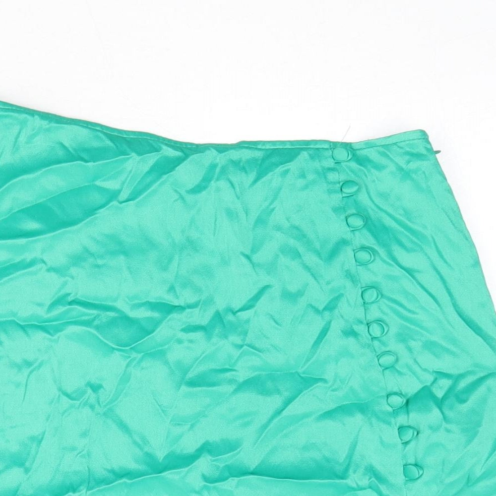Zara Womens Green Polyester Mini Skirt Size XS Zip