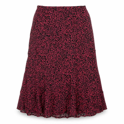 ELVI Womens Black Floral Viscose Swing Skirt Size 14 Zip