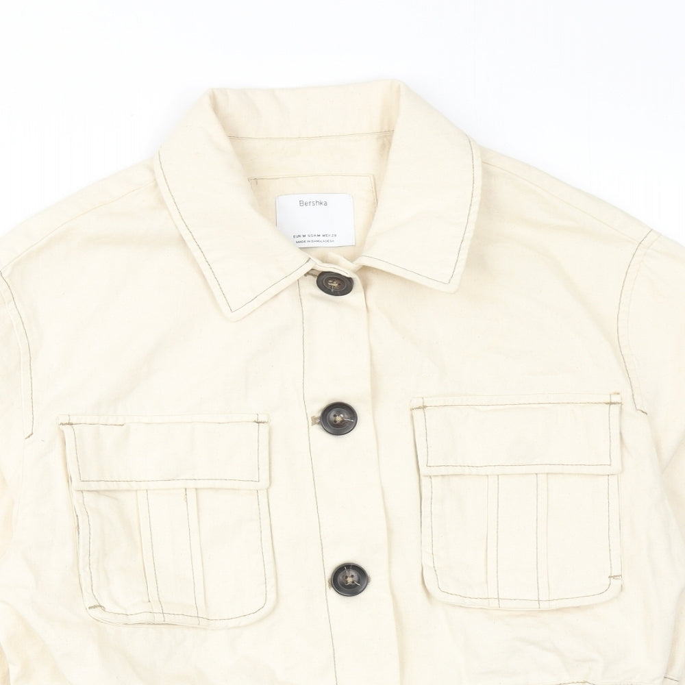 Bershka Womens Ivory Jacket Size M Button