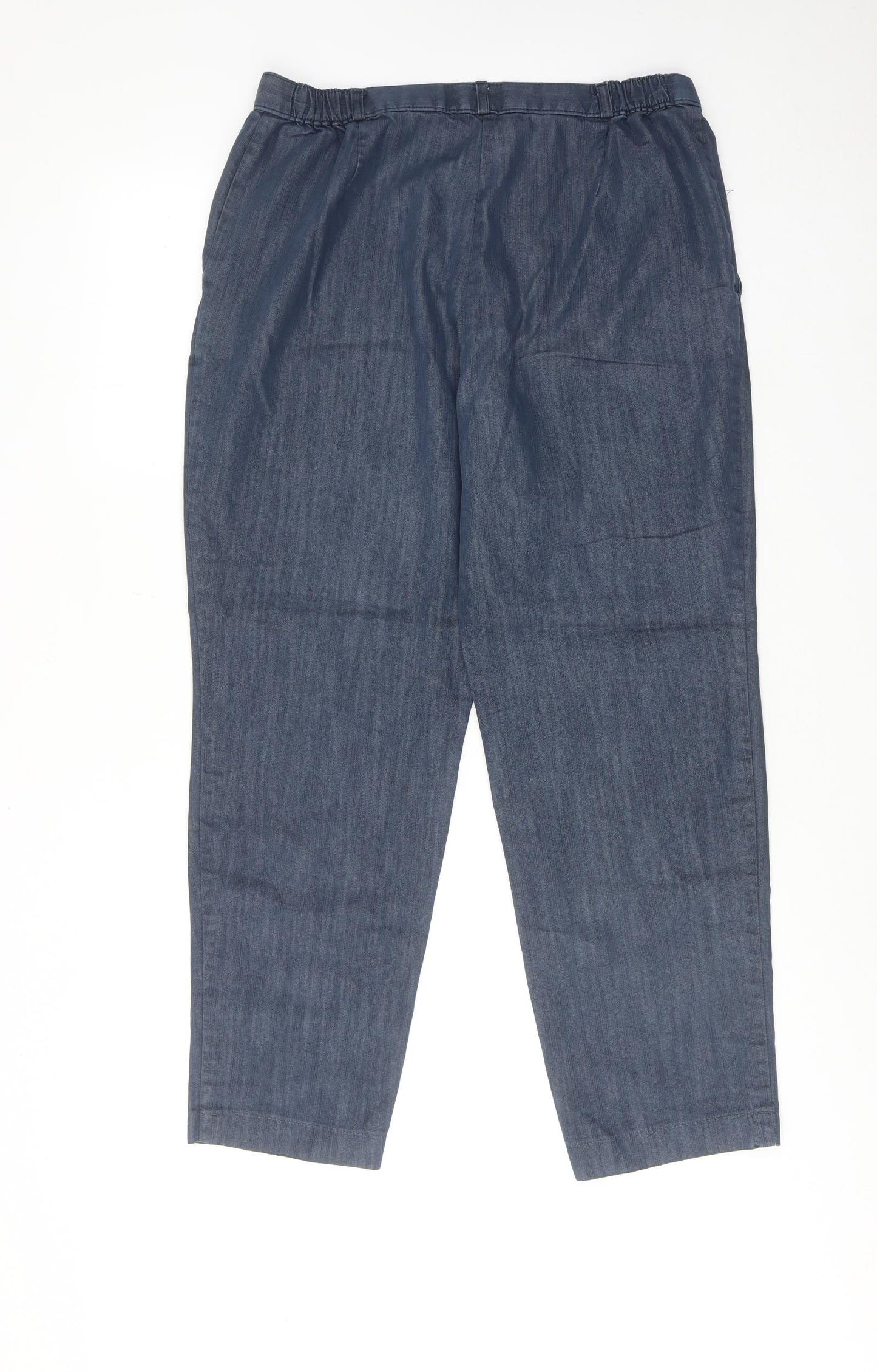 Marks and Spencer Womens Blue Cotton Trousers Size 14 Regular Zip