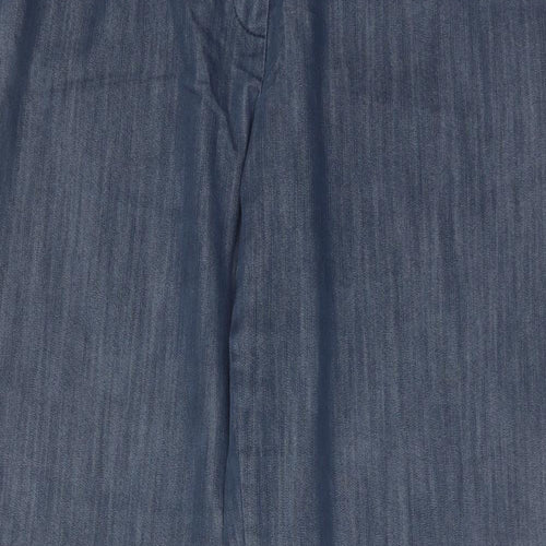 Marks and Spencer Womens Blue Cotton Trousers Size 14 Regular Zip