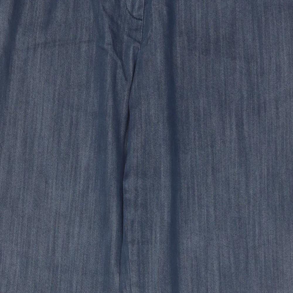 Marks and Spencer Womens Blue Cotton Trousers Size 14 Regular Zip