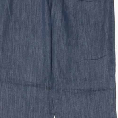 Marks and Spencer Womens Blue Cotton Trousers Size 14 Regular Zip