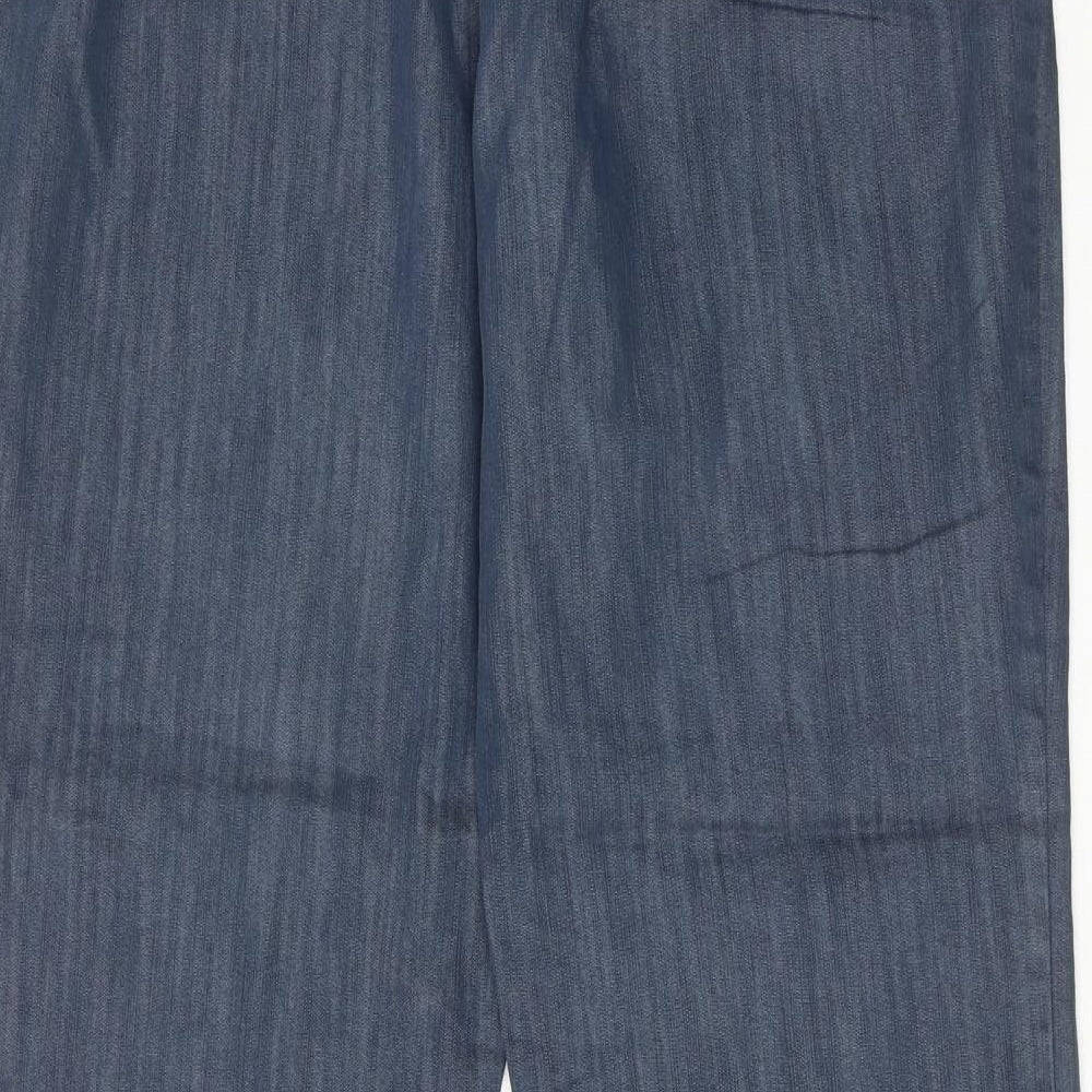 Marks and Spencer Womens Blue Cotton Trousers Size 14 Regular Zip