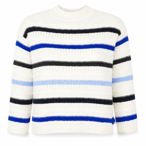 Dorothy Perkins Womens Ivory Mock Neck Striped Acrylic Pullover Jumper Size L