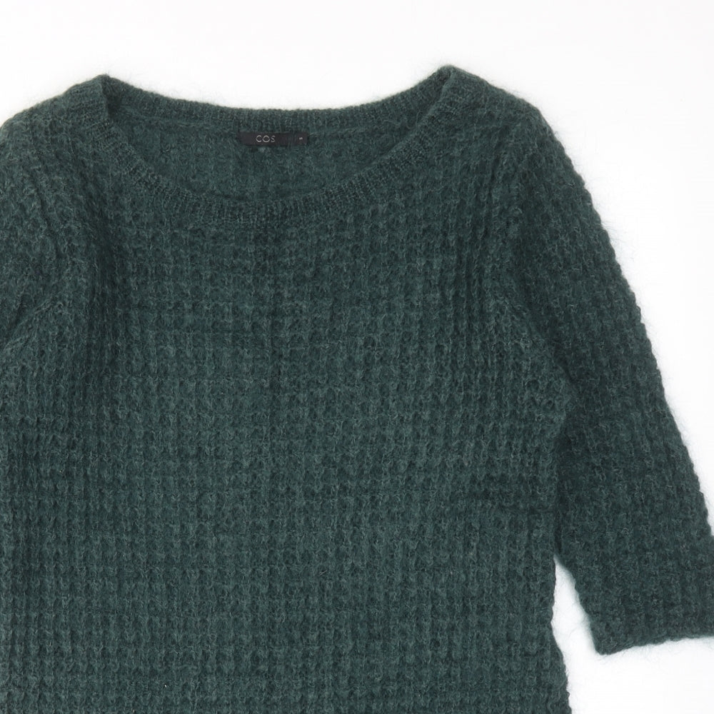 COS Womens Green Boat Neck Mohair Pullover Jumper Size S
