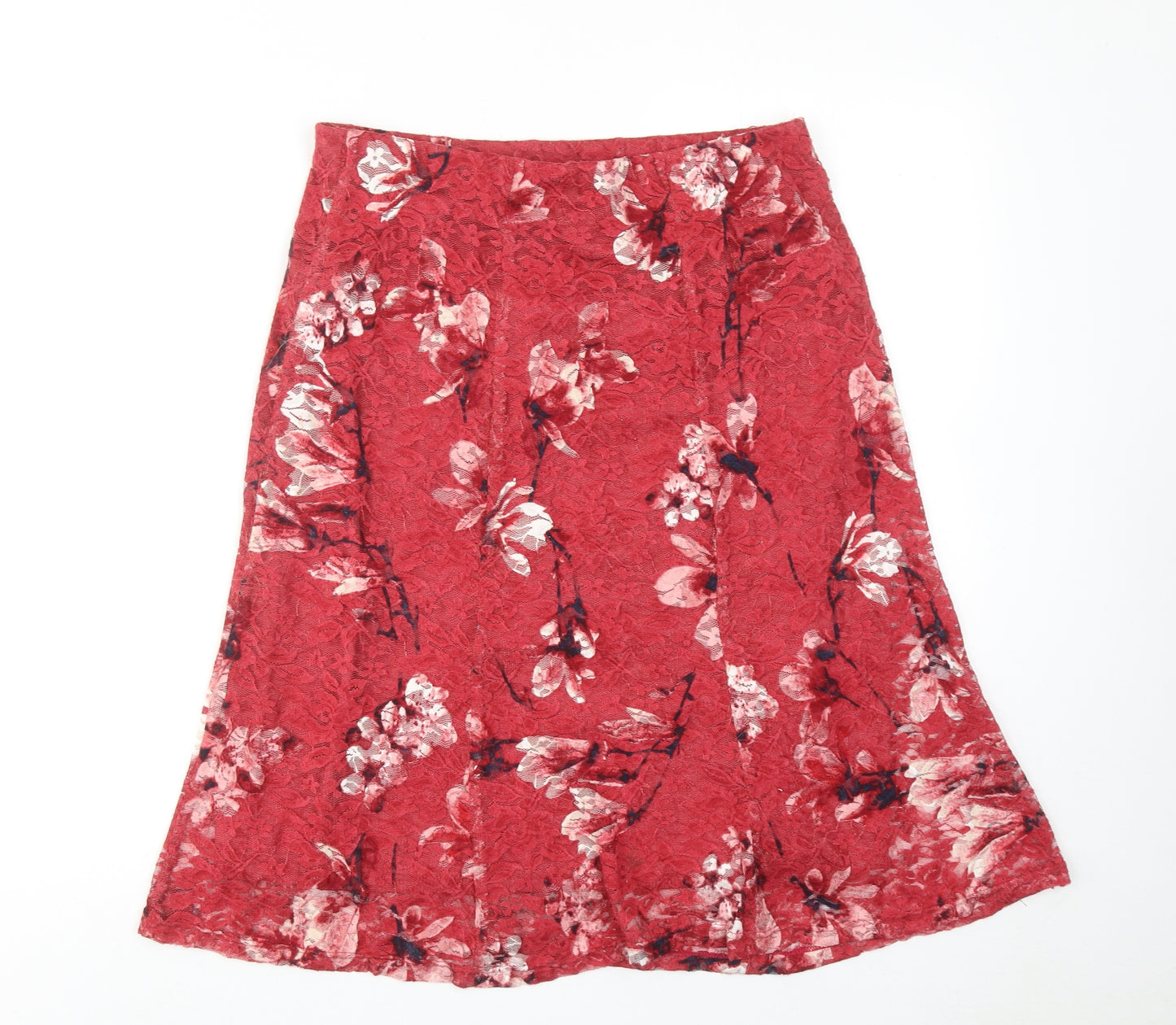Bonmarché Womens Pink Floral Polyester Swing Skirt Size 12