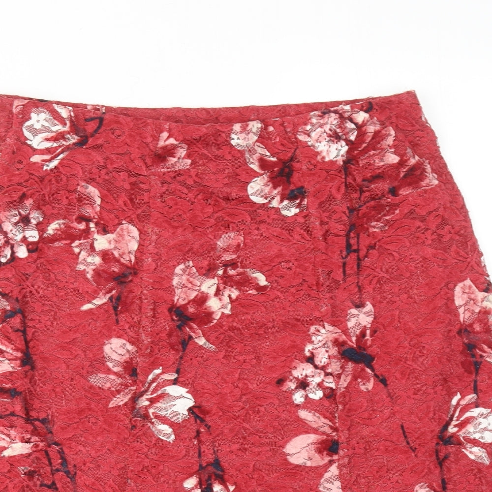 Bonmarché Womens Pink Floral Polyester Swing Skirt Size 12