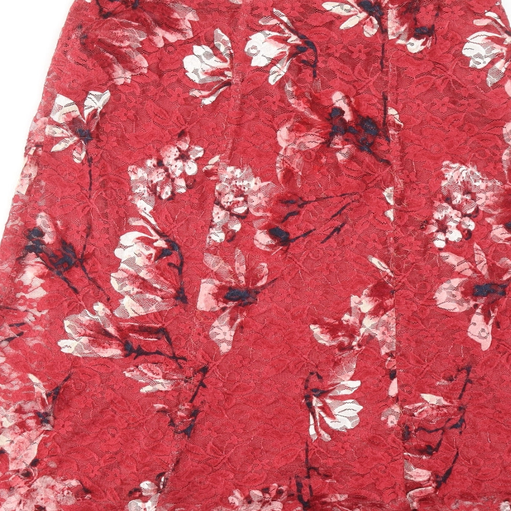 Bonmarché Womens Pink Floral Polyester Swing Skirt Size 12