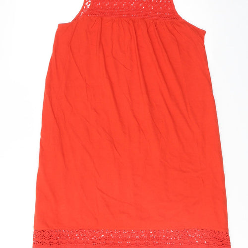 H&M Womens Red Cotton Tank Dress Size S Round Neck Pullover
