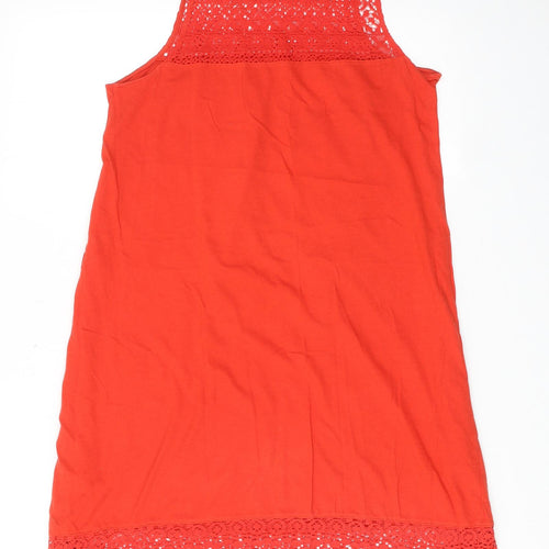 H&M Womens Red Cotton Tank Dress Size S Round Neck Pullover