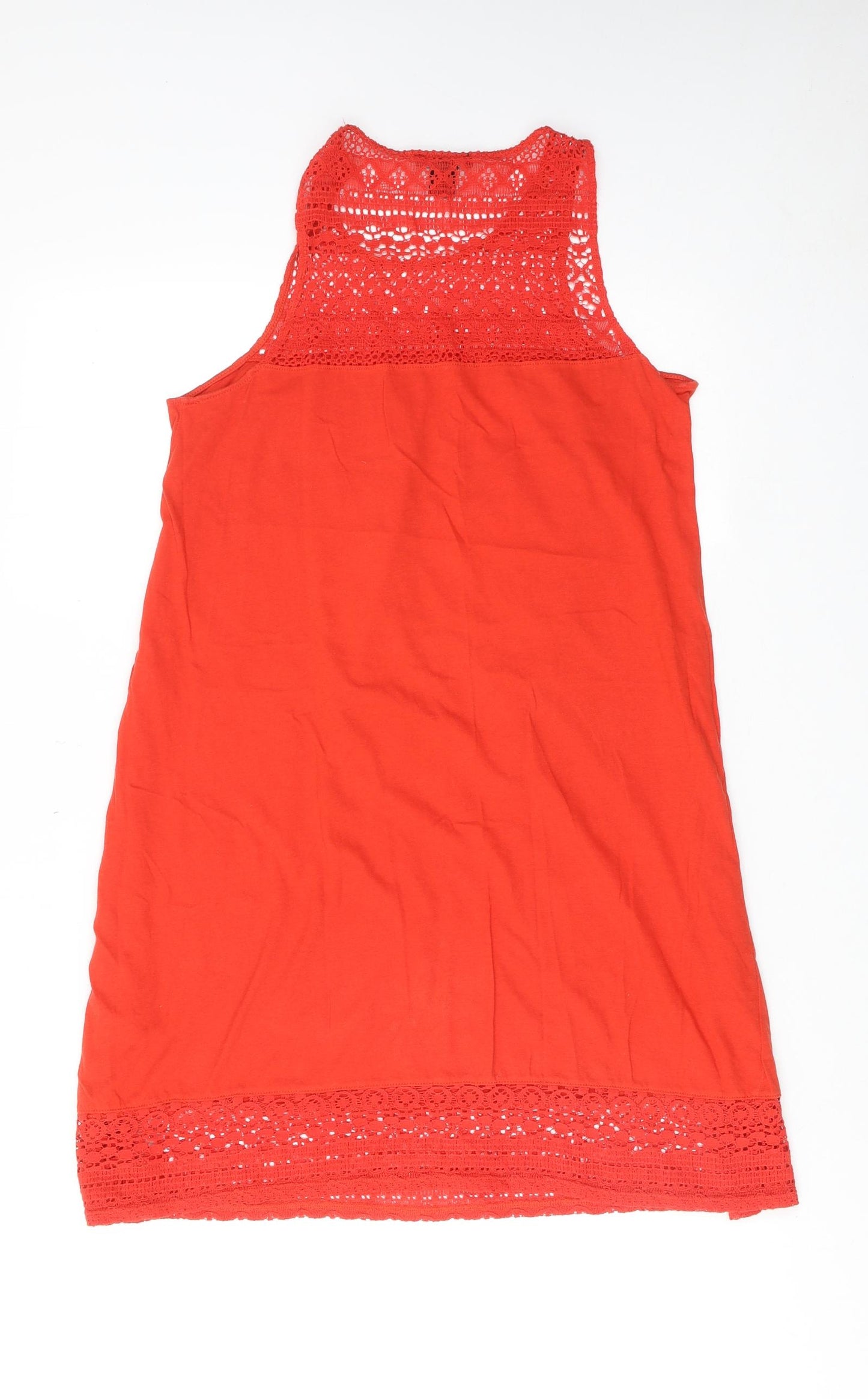 H&M Womens Red Cotton Tank Dress Size S Round Neck Pullover