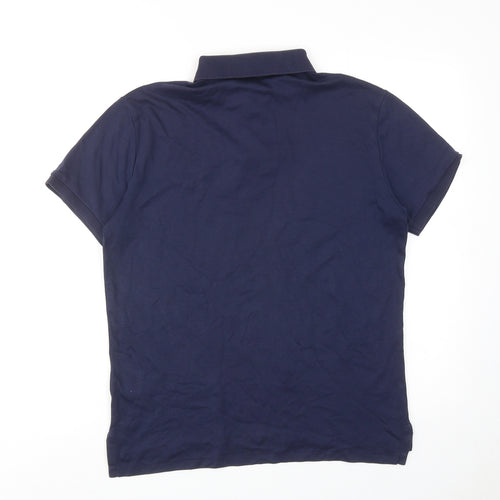 Polo Ralph Lauren Mens Blue Cotton Polo Size M Collared Button