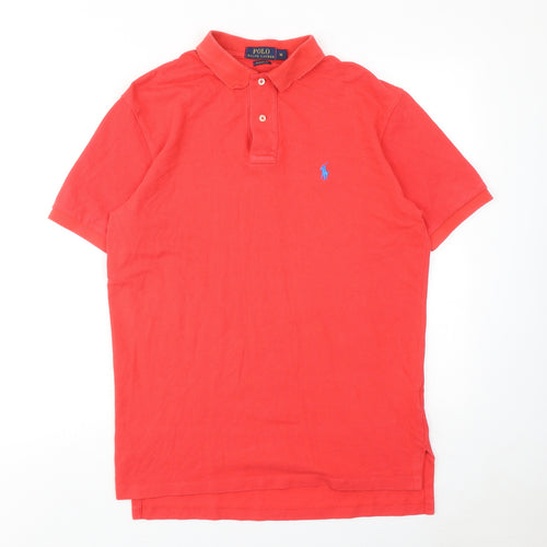Polo Ralph Lauren Mens Red Cotton Polo Size M Collared Button